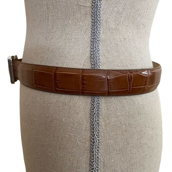 Brighton Croco Leather Belt Brown Size ML 32 - Picture 3 of 6